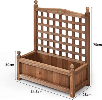 Drevený kvetináč s mrežou KX7863FR, 64 x 28 x 75 cm, hnedý - B