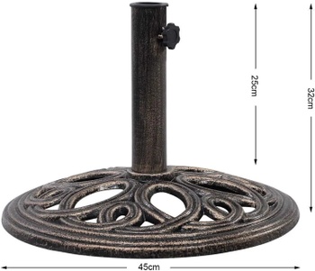 Stojan na slnečník OP3049, priemer základne 45 cm, bronzová - B