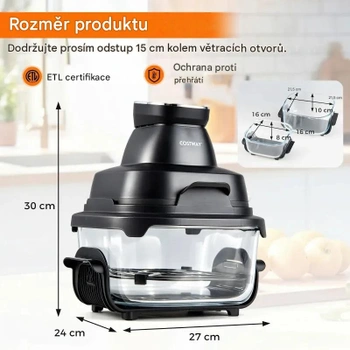 Teplovzdušná fritéza ES10694DE-BK, 6 v 1, 4 la 1,7 l sklenená nádoba, 1500 W, čierna - B