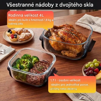Teplovzdušná fritéza ES10694DE-BK, 6 v 1, 4 la 1,7 l sklenená nádoba, 1500 W, čierna - B