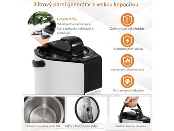 Prenosná parná sauna BA8087DE-BK s 3 litrovým parným generátorom, pre 1-2 osoby, čierna - B