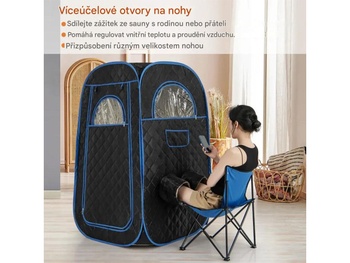 Prenosná parná sauna BA8087DE-BK s 3 litrovým parným generátorom, pre 1-2 osoby, čierna - B