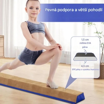 Skladacia gymnastická kladina FH10069BL, 240 cm, semišový poťah, modrá - A
