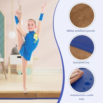Skladacia gymnastická kladina FH10069BL, 240 cm, semišový poťah, modrá - A
