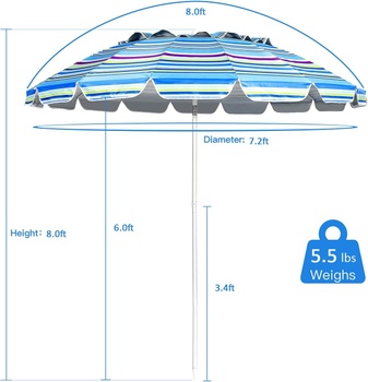Plážový slnečník OP70716BL, 16 rebier, 244 cm modrý - B