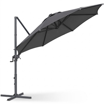 Záhradný slnečník otočný o 360 ° GPUB35074G10, Ø 300 cm, tmavo šedá - B