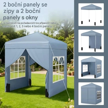 Záhradný altánok NP12810GR, odnímateľné bočné steny, 2 x 2 m, sivý - B