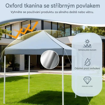Záhradný altánok NP12810GR, odnímateľné bočné steny, 2 x 2 m, sivý - B
