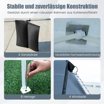 Záhradný altánok NP12810GR, odnímateľné bočné steny, 2 x 2 m, sivý - B
