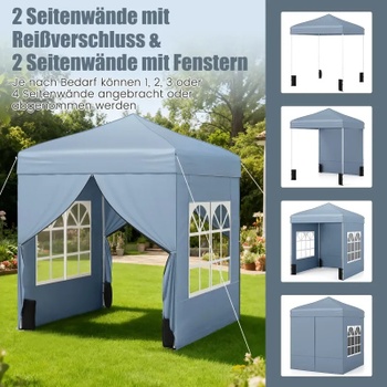 Záhradný altánok NP12810GR, odnímateľné bočné steny, 2 x 2 m, sivý - B