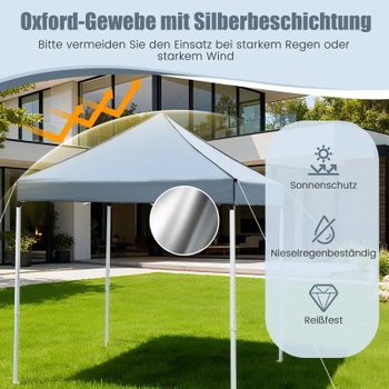 Záhradný altánok NP12810GR, odnímateľné bočné steny, 2 x 2 m, sivý - B