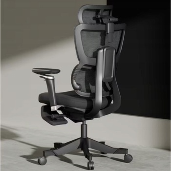 Ergonomická kancelárska stolička C7MB-F2, 3D opierka hlavy, čierna - B