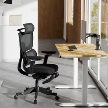 Ergonomická kancelárska stolička C7MB-F2, 3D opierka hlavy, čierna - B