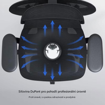 Ergonomická kancelárska stolička C7MB-F2, 3D opierka hlavy, čierna - B