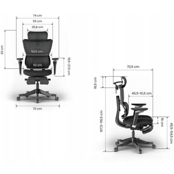 Ergonomická kancelárska stolička C7MB-F2, 3D opierka hlavy, čierna - B