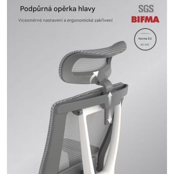 Ergonomická kancelárska stolička BS14G-EU, so sieťovaným operadlom, bielo/šedá - B