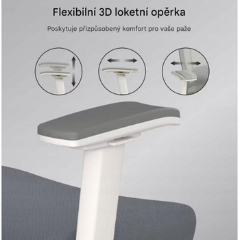 Ergonomická kancelárska stolička BS14G-EU, so sieťovaným operadlom, bielo/šedá - B