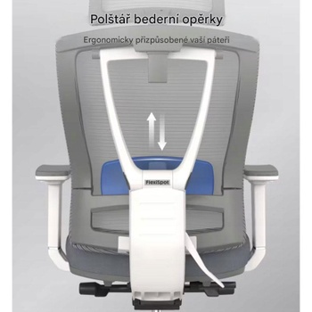 Ergonomická kancelárska stolička BS14G-EU, so sieťovaným operadlom, bielo/šedá - B