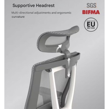 Ergonomická kancelárska stolička BS14G-EU, so sieťovaným operadlom, bielo/šedá - B