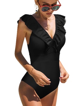 heekpek Dámske plavky Bikiny s výstrihom do V Jednodielne plavky Sexy volániky plážové oblečenie s