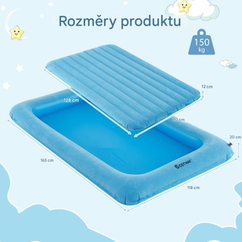 Nafukovacia detská posteľ s elektrickou pumpou a prepravnou taškou HY10389DE-QL, 165 x 118 x 20 cm, mo
