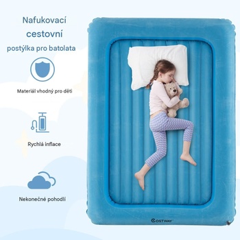 Nafukovací dětská postel s elektrickou pumpou a přepravní taškou HY10389DE-QL, 165 x 118 x 20 cm, mo