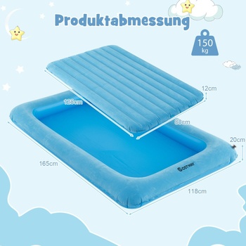 Nafukovacia detská posteľ s elektrickou pumpou a prepravnou taškou HY10389DE-QL, 165 x 118 x 20 cm, mo