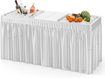 Skladací stôl na ľad s dvojitým drezom HG2844, 150 x 60 x 79 cm, biela - B