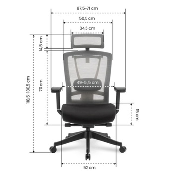 Ergonomická kancelárska stolička BS14B-F1, nosnosť 136 kg, čierna - B
