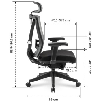 Ergonomická kancelárska stolička BS14B-F1, nosnosť 136 kg, čierna - B