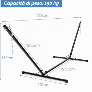 Stojan na hojdacie kreslo XY69732DE, 325 x 100 x 106 cm, čierny - B