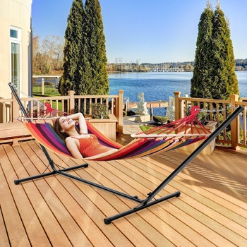 Stojan na hojdacie kreslo XY69732DE, 325 x 100 x 106 cm, čierny - B