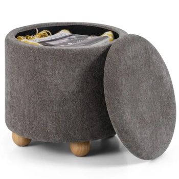 Okrúhly čalúnený taburet JV12927GR, 35 l, sivý - B