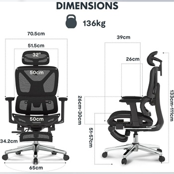 Ergonomická kancelárska stolička C7B-Lite-Pro-V2, čierna - A