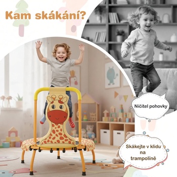 Detská trampolína s madlom a žirafou TW10147OR, Ø 71 cm, viacfarebná - B