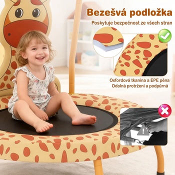 Detská trampolína s madlom a žirafou TW10147OR, Ø 71 cm, viacfarebná - B