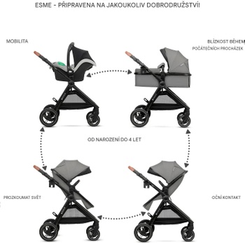 Multifunkčný kočík 3 v 1, nosnosť do 22kg, sivý - B