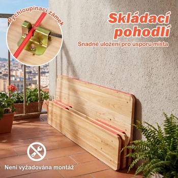 Detský skladací piknikový stôl s lavicami NP13166RE, 110 cm, červená - B