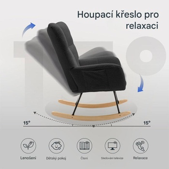 Hojdacie kreslo HC5B-2 s vysokým operadlom a podrúčkami, čierne - B