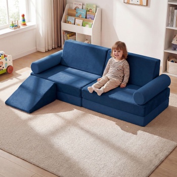 Modulárna detská pohovka HY10580BL, 10dielna, 151 x 99 x 44 cm, modrá - B