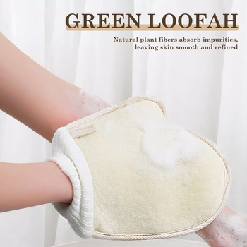 Exfoliačné rukavice z prírodnej lufy, exfoliačné rukavice s telovým peelingom, exfoliačné rukavice