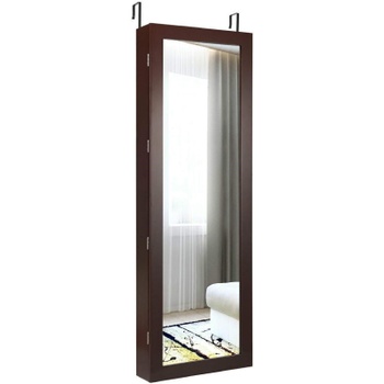 Závesná šperkovnica so zrkadlom DO-JV10086CF-CA, 119,5 cm, hnedá - B
