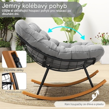 Hojdacie kreslo pre 2 osoby NP12661GR, 110,5 x 150 x 81 cm, bez vankúša, čierna - B