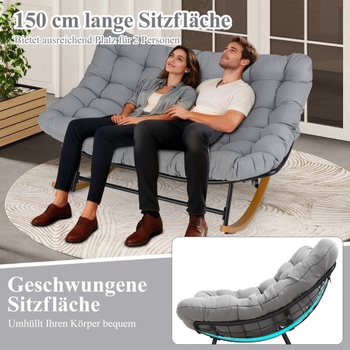 Hojdacie kreslo pre 2 osoby NP12661GR, 110,5 x 150 x 81 cm, bez vankúša, čierna - B