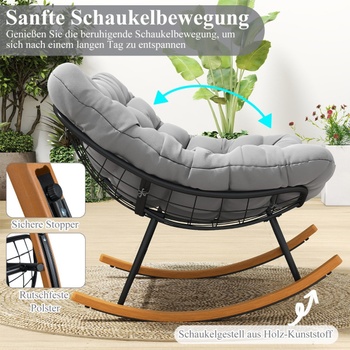 Hojdacie kreslo pre 2 osoby NP12661GR, 110,5 x 150 x 81 cm, bez vankúša, čierna - B