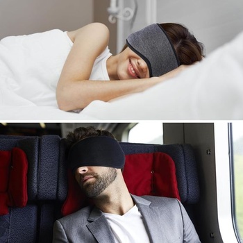 FRESHME Černá maska na spaní s ochranou sluchu, blokuje světlo, tvarovaná noční maska na oči,