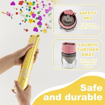 Mineup 4*Party Poppers, 30cm konfetové delo zlaté, konfetové delo, efektová výška 5-8 m, ľahké a
