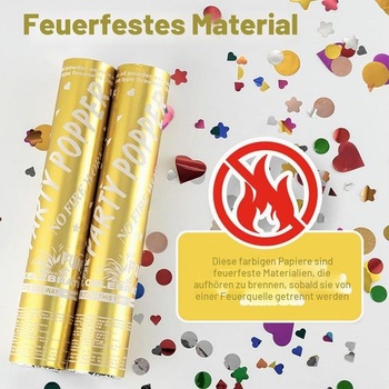 Mineup 4*Party Poppers, 30cm konfetové delo zlaté, konfetové delo, efektová výška 5-8 m, ľahké a