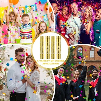 Mineup 4*Party Poppers, 30cm konfetové delo zlaté, konfetové delo, efektová výška 5-8 m, ľahké a