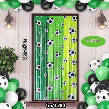 Futbalové fóliové strapcové závesy, kulisy, narodeninové dekorácie, 2 ks, 3,28 x 6,56 stôp, zelené